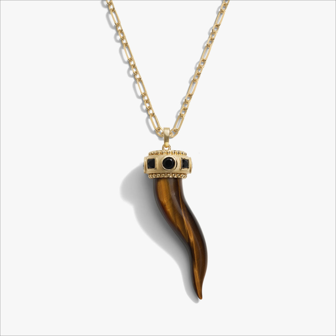 Awe Inspired Necklaces 14K Yellow Gold Vermeil / 16-18" Mini Luxe Chain Tiger's Eye Horn Necklace