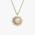 Awe Inspired Necklaces 14K Yellow Gold Vermeil / 16"-18" Mini Paperclip Chain Sun & Moon Mother of Pearl Necklace