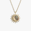 Awe Inspired Necklaces 14K Yellow Gold Vermeil / 16"-18" Mini Paperclip Sun & Moon Black Mother of Pearl Necklace