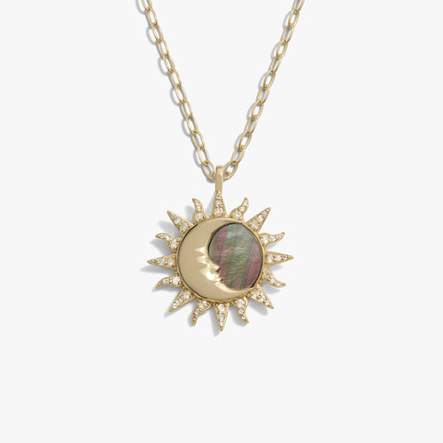 Awe Inspired  Necklaces Sun & Moon Black Mother of Pearl Necklace