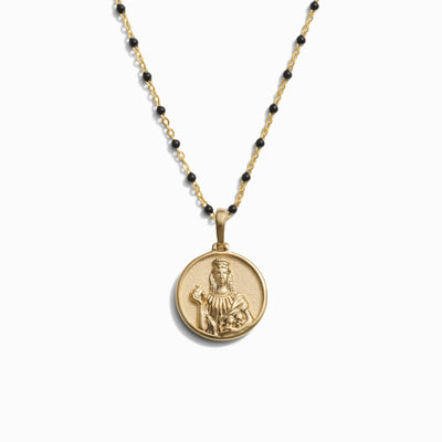 Awe Inspired Necklaces 14K Yellow Gold Vermeil / 16-18 Mini Persephone on Black Enamel