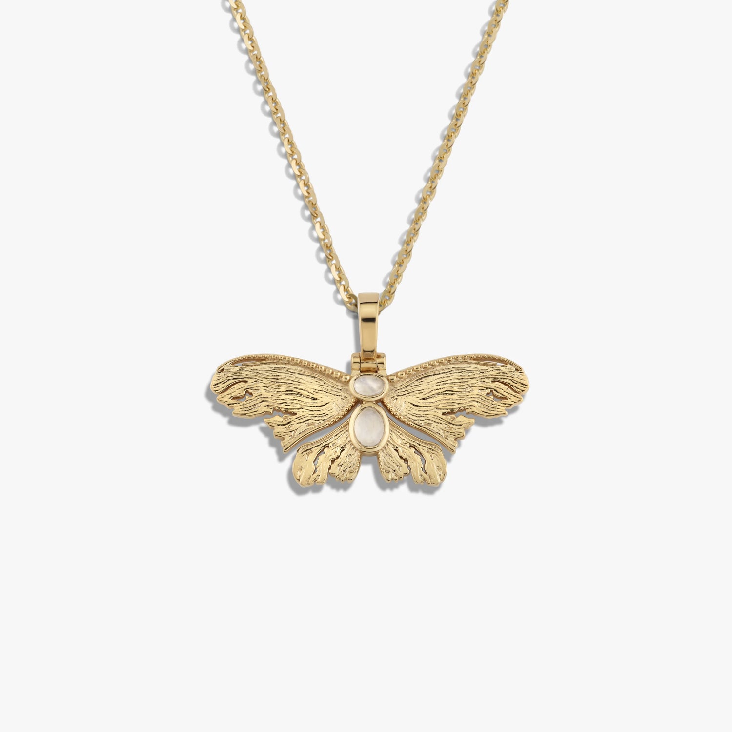 Awe Inspired Necklaces 14K Yellow Gold Vermeil / 16-18" Moonstone Moth Necklace