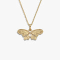 Awe Inspired Necklaces 14K Yellow Gold Vermeil / 16-18" Moonstone Moth Necklace