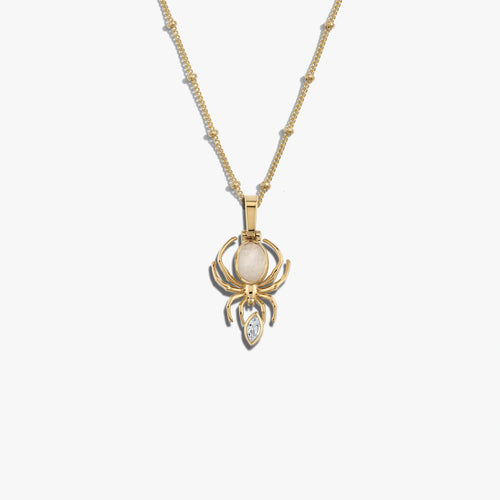 Awe Inspired  Necklaces Moonstone Spider Necklace