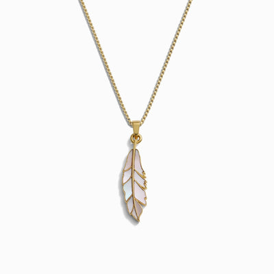 Awe Inspired Necklaces 14K Yellow Gold Vermeil / 16"-18" Mother of Pearl Feather Necklace