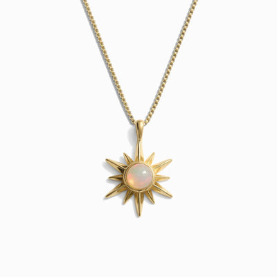 Awe Inspired Necklaces 14K Yellow Gold Vermeil / 16"-18" Opal Sun Necklace