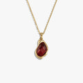 Awe Inspired Necklaces 14K Yellow Gold Vermeil / 16-18" Oval Cable Chain / Garnet Molten Gemstone Necklace