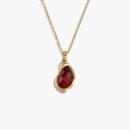 Awe Inspired Necklaces 14K Yellow Gold Vermeil / 16-18" Oval Cable Chain / Garnet Molten Gemstone Necklace