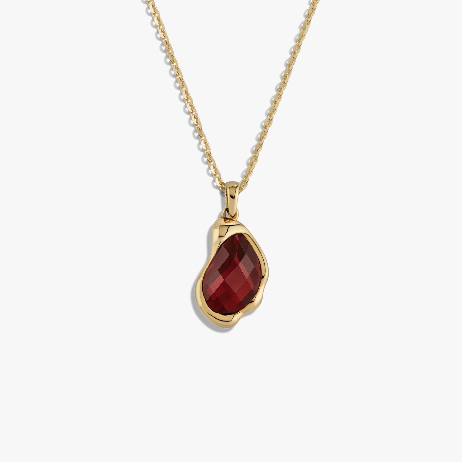 Product image of Awe Inspired Necklaces 14K Yellow Gold Vermeil / 16-18" Oval Cable Chain / Garnet Molten Gemstone Necklace