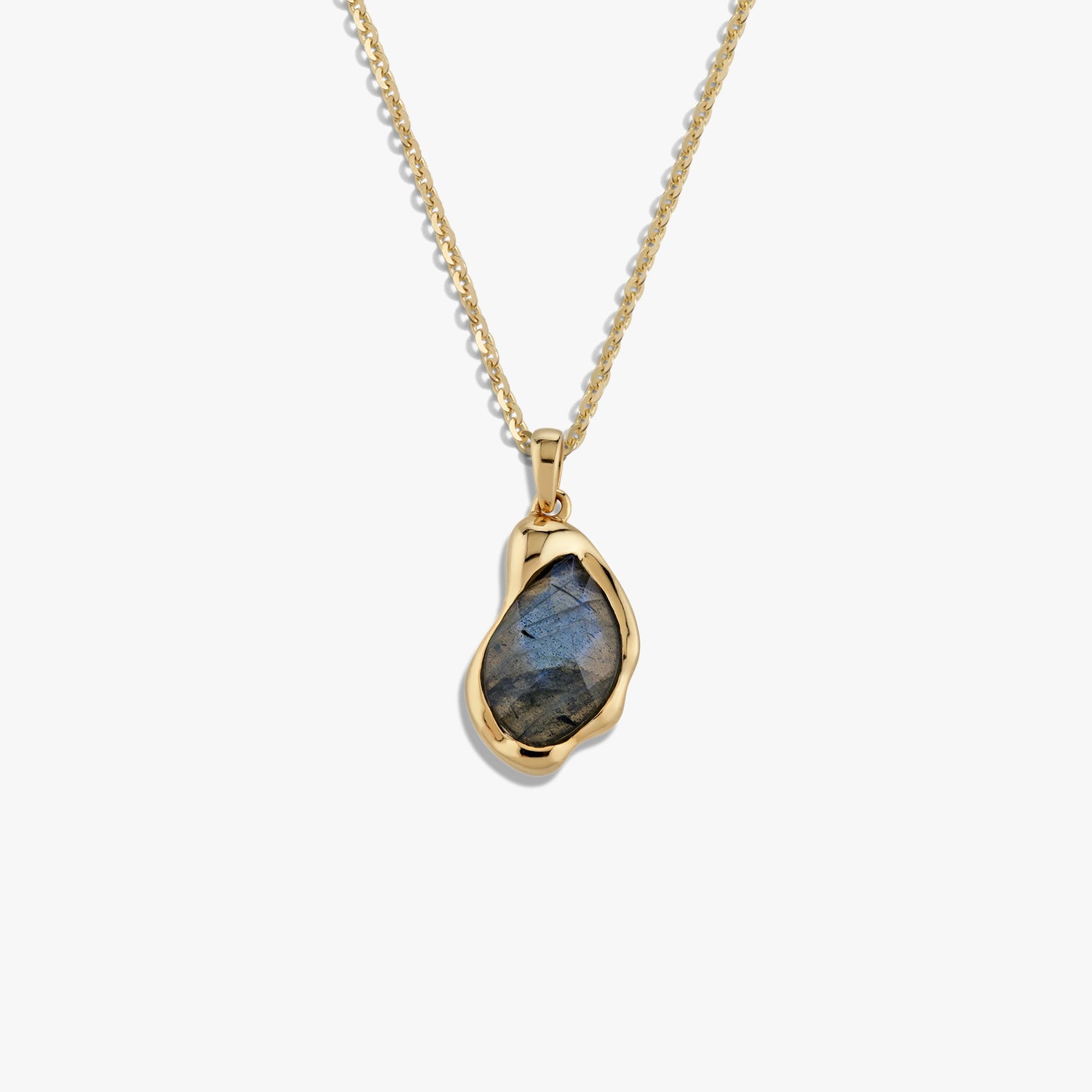 Awe Inspired Necklaces 14K Yellow Gold Vermeil / 16-18" Oval Cable Chain / Labradorite Molten Gemstone Necklace