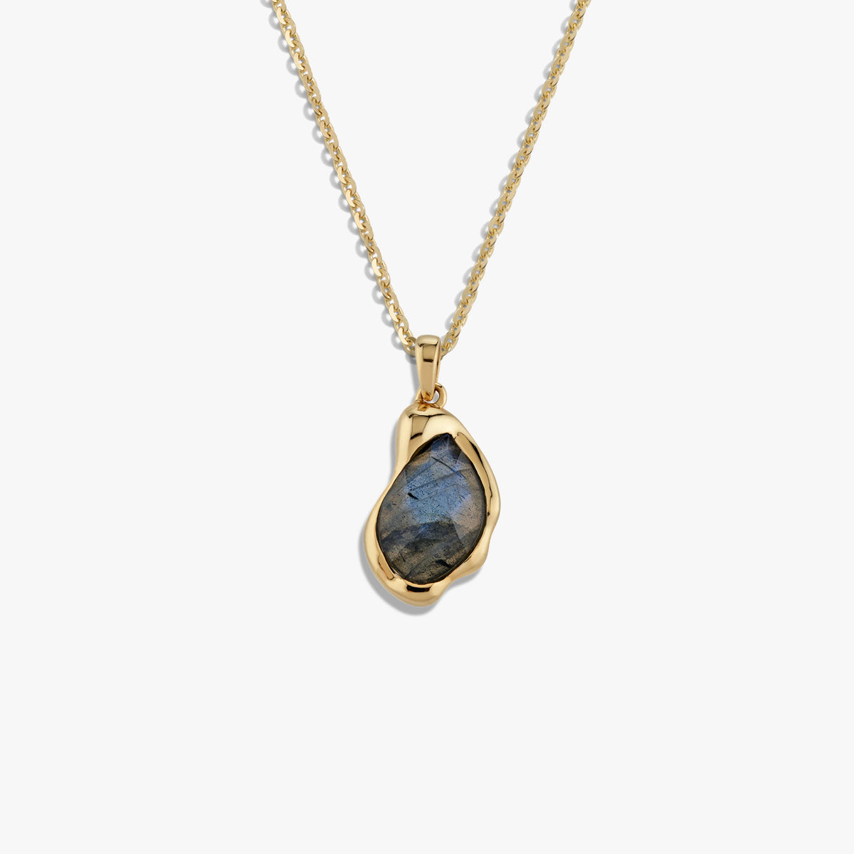 Awe Inspired Necklaces 14K Yellow Gold Vermeil / 16-18" Oval Cable Chain / Labradorite Molten Gemstone Necklace