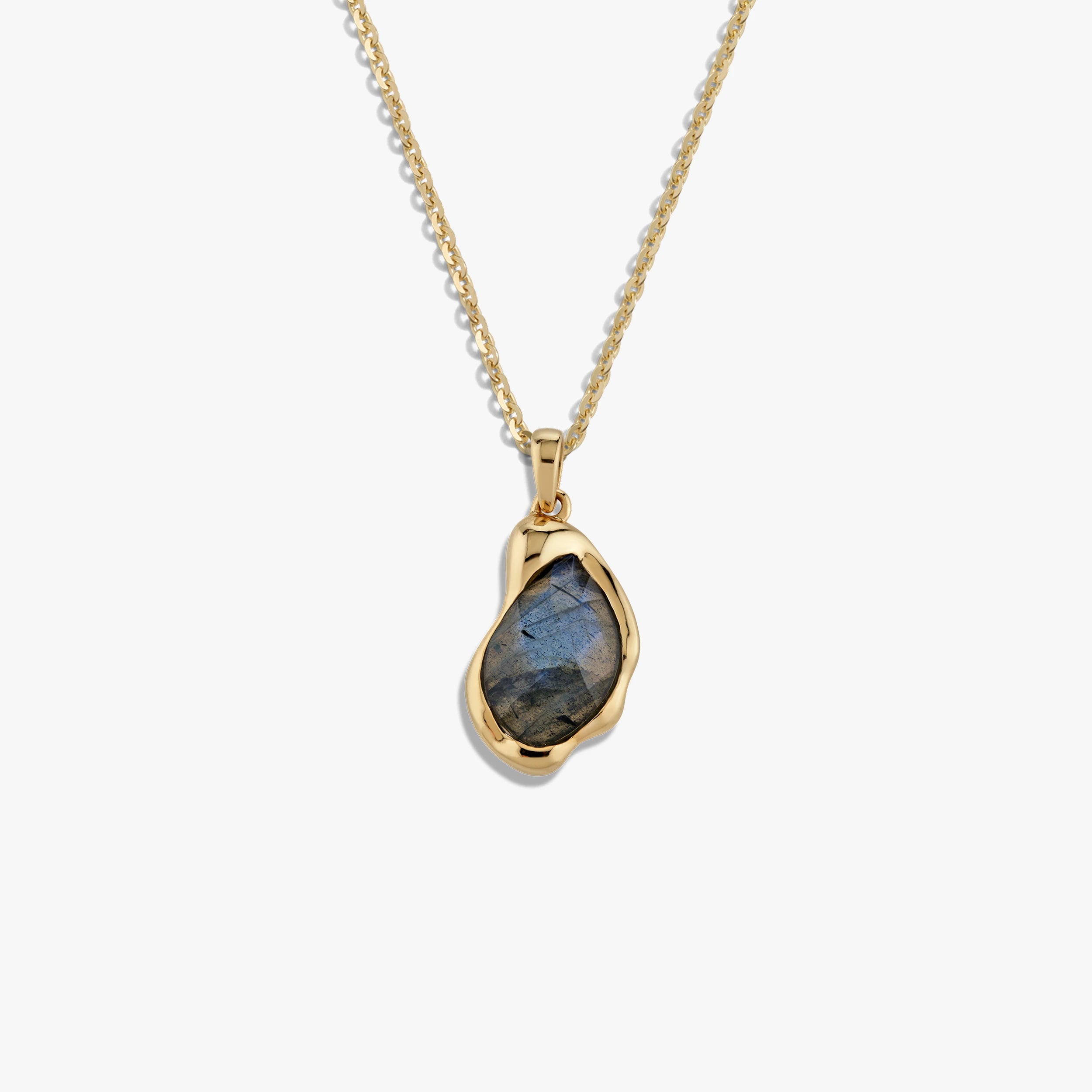 Awe Inspired Necklaces 14K Yellow Gold Vermeil / 16-18" Oval Cable Chain / Labradorite Molten Gemstone Necklace
