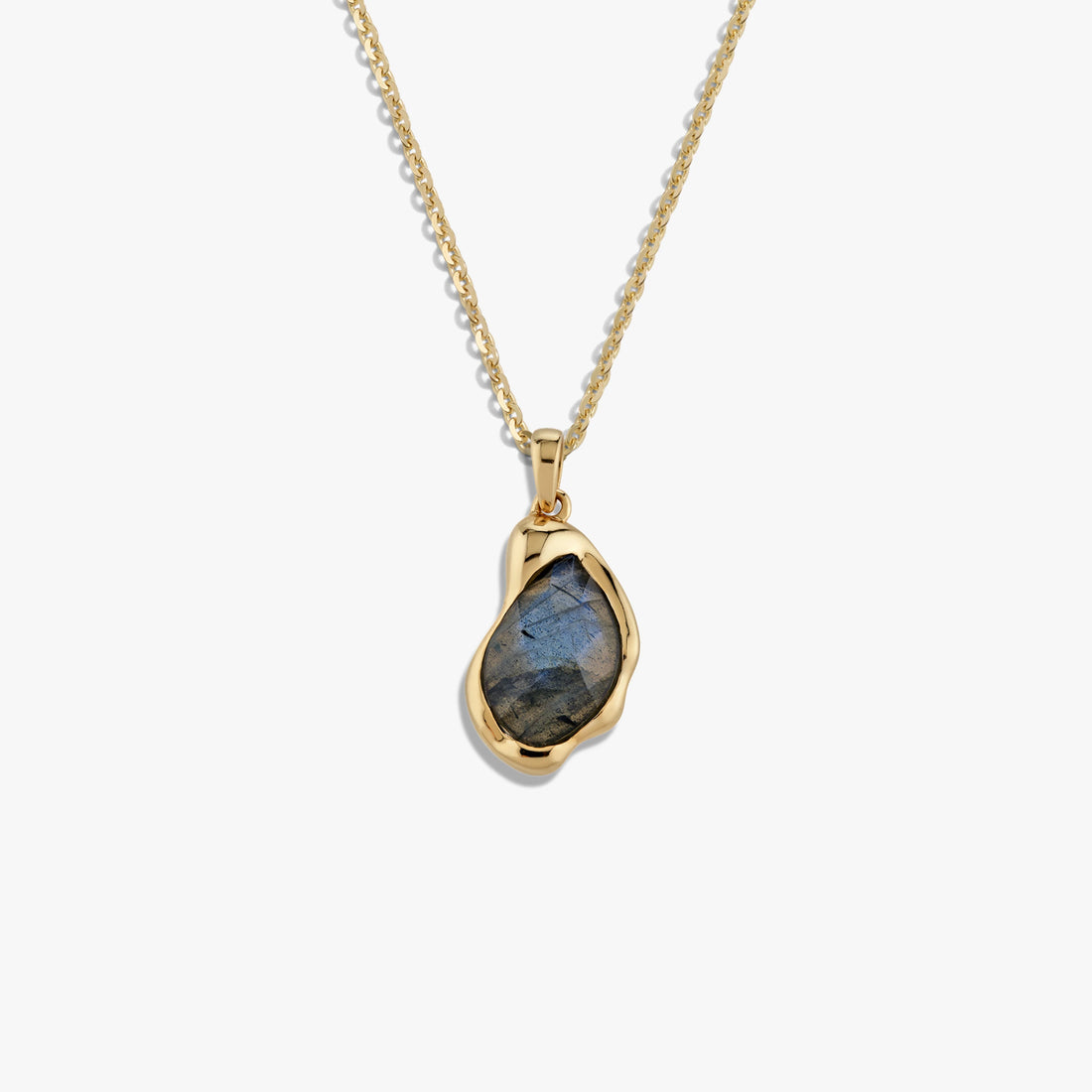 Awe Inspired Necklaces 14K Yellow Gold Vermeil / 16-18" Oval Cable Chain / Labradorite Molten Gemstone Necklace