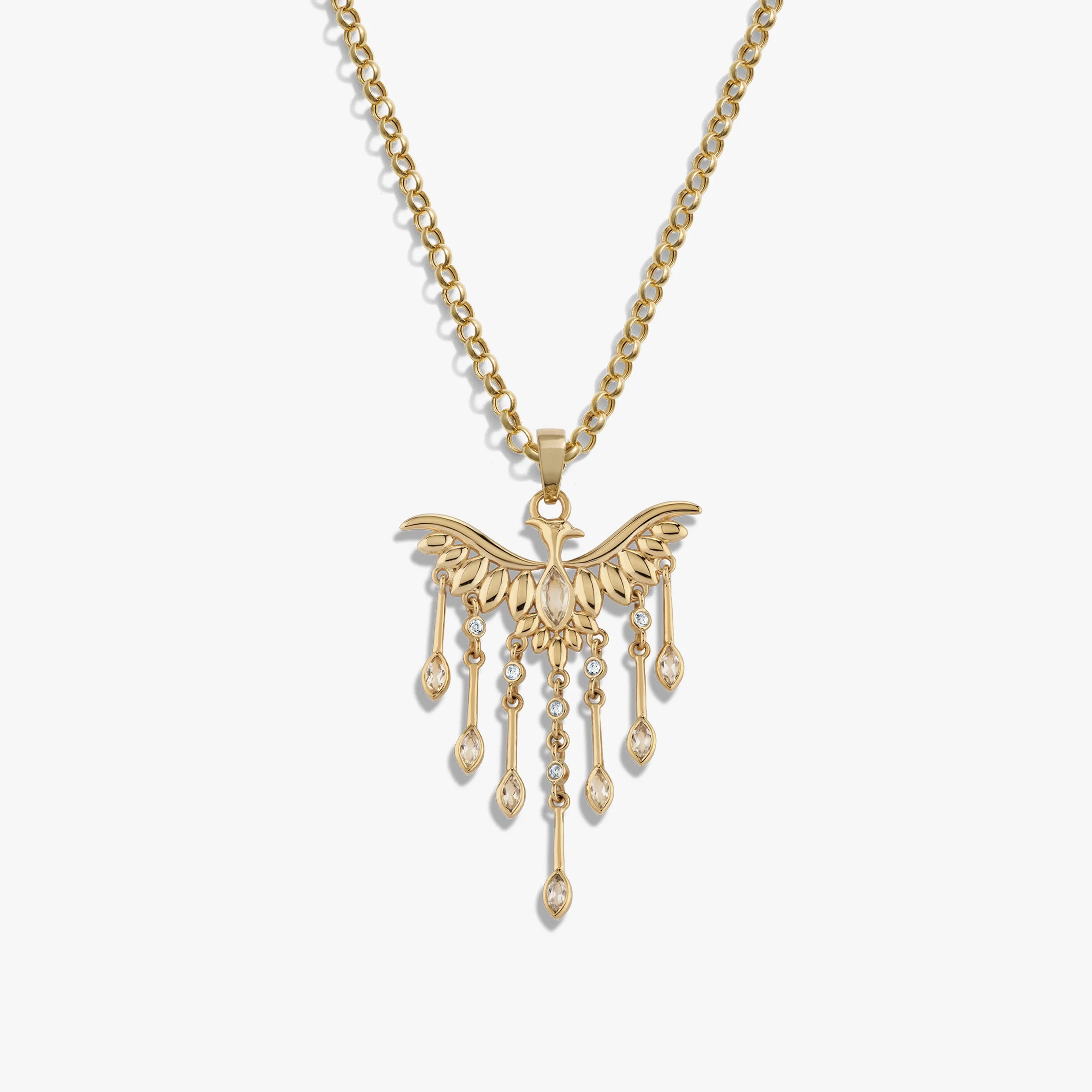 Awe Inspired Necklaces 14K Yellow Gold Vermeil / 16-18" Rolo Chain Chandelier Phoenix Necklace