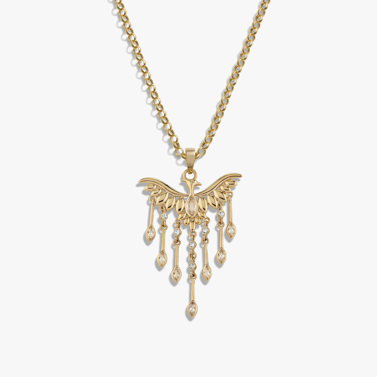 Awe Inspired Necklaces 14K Yellow Gold Vermeil / 16-18" Rolo Chain Chandelier Phoenix Necklace