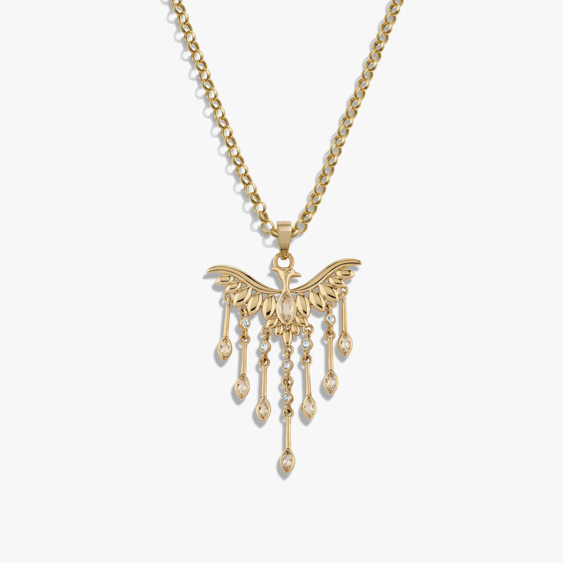Awe Inspired Necklaces 14K Yellow Gold Vermeil / 16-18" Rolo Chain Chandelier Phoenix Necklace