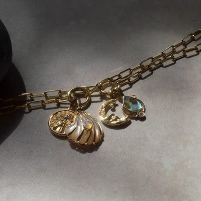 Awe Inspired Necklaces 14K Yellow Gold Vermeil / 16" -18" Saturn Chain Abalone Astral Necklace