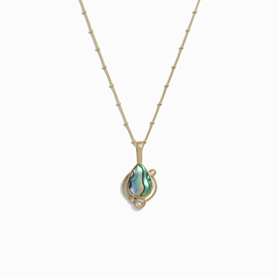 Awe Inspired Necklaces 14K Yellow Gold Vermeil / 16" -18" Saturn Chain Abalone Astral Necklace