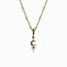 Awe Inspired Necklaces 14K Yellow Gold Vermeil / 16"-18" Saturn Chain Black Spinel Crescent Cross Necklace