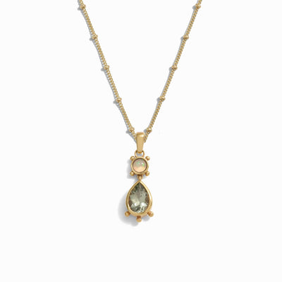 Awe Inspired Necklaces 14K Yellow Gold Vermeil / 16"-18" Saturn Chain Gemstone Talisman Necklace