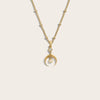 Awe Inspired Necklaces 14K Yellow Gold Vermeil / 16"-18" Saturn Chain / Mini Crescent Spike Opal Necklace