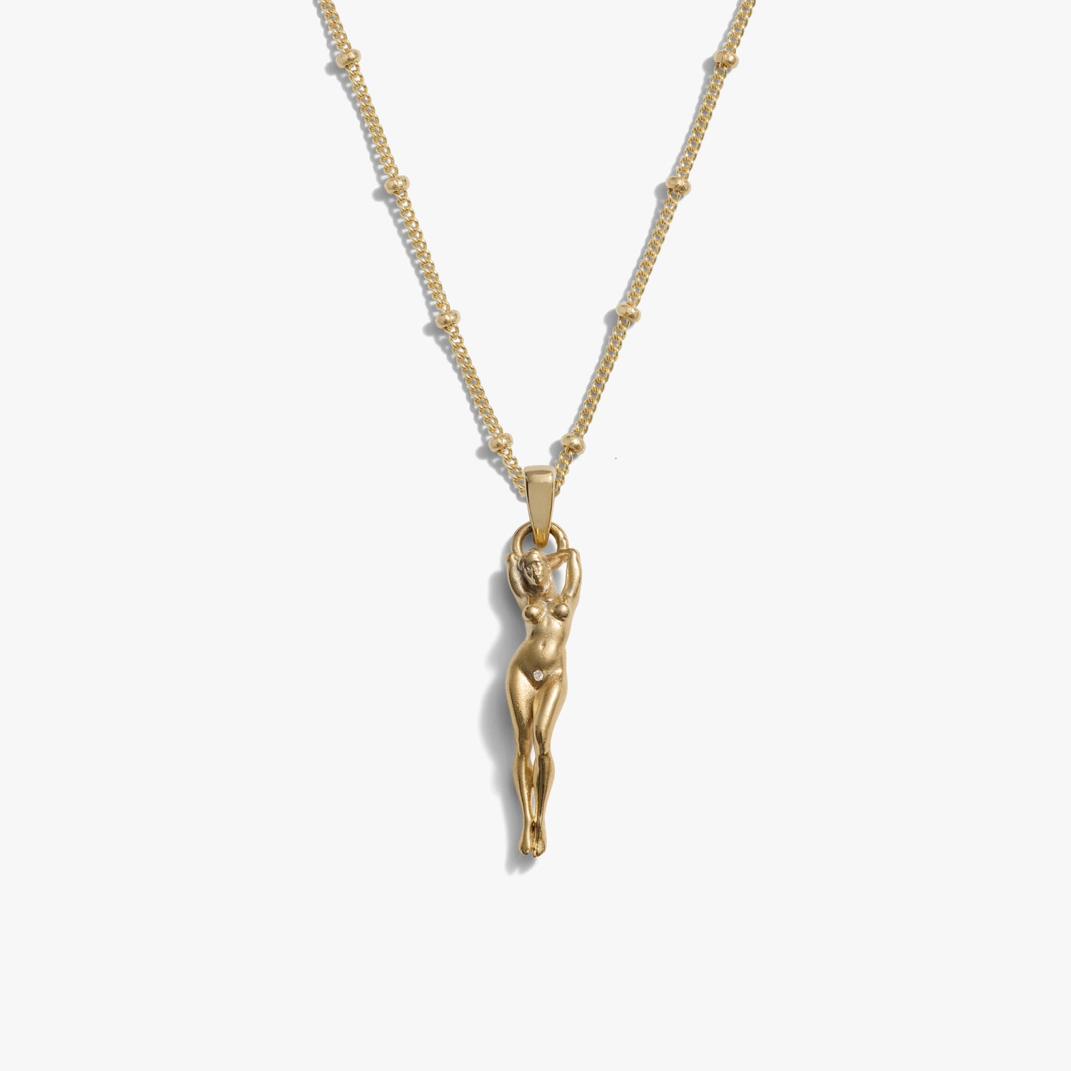 Awe Inspired Necklaces 14K Yellow Gold Vermeil / 16"-18" Saturn Chain / Mini Divine Feminine Charm Necklace