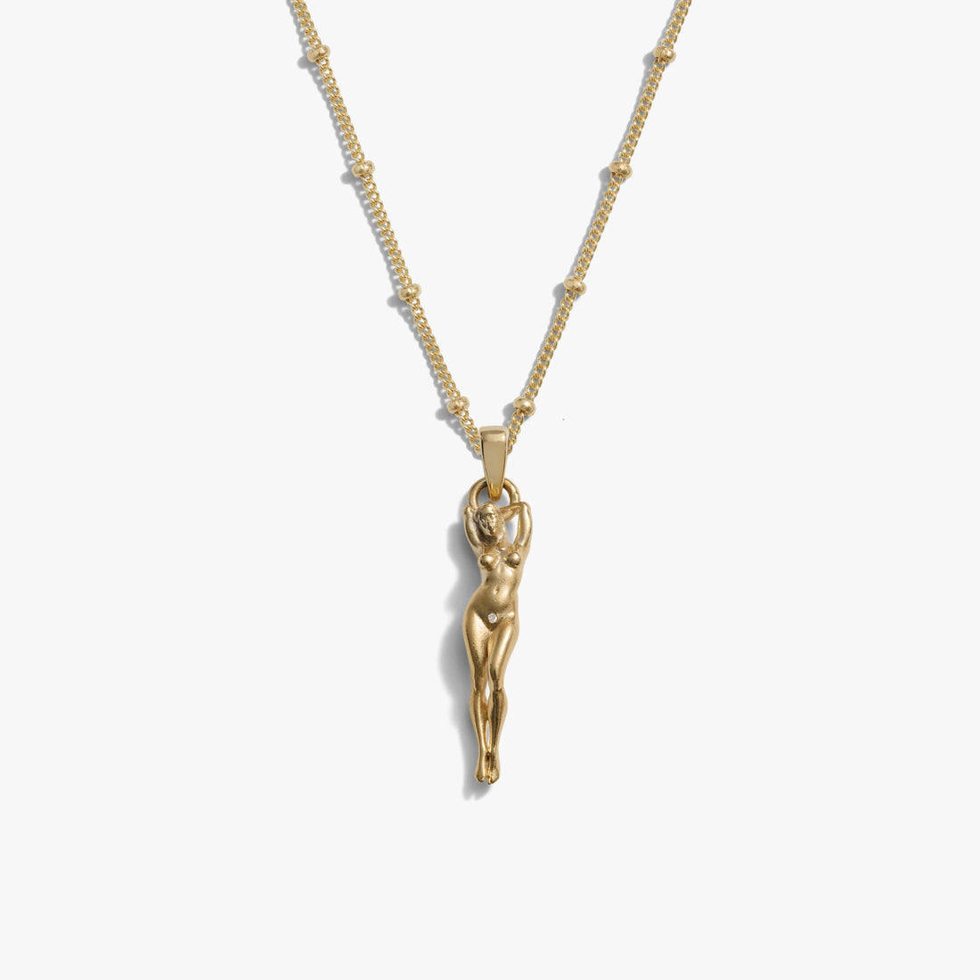 Awe Inspired Necklaces 14K Yellow Gold Vermeil / 16"-18" Saturn Chain / Mini Divine Feminine Charm Necklace