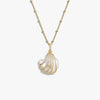 Awe Inspired Necklaces 14K Yellow Gold Vermeil / 16"-18" Saturn Chain Opal Mother of Pearl Carved Shell Necklace