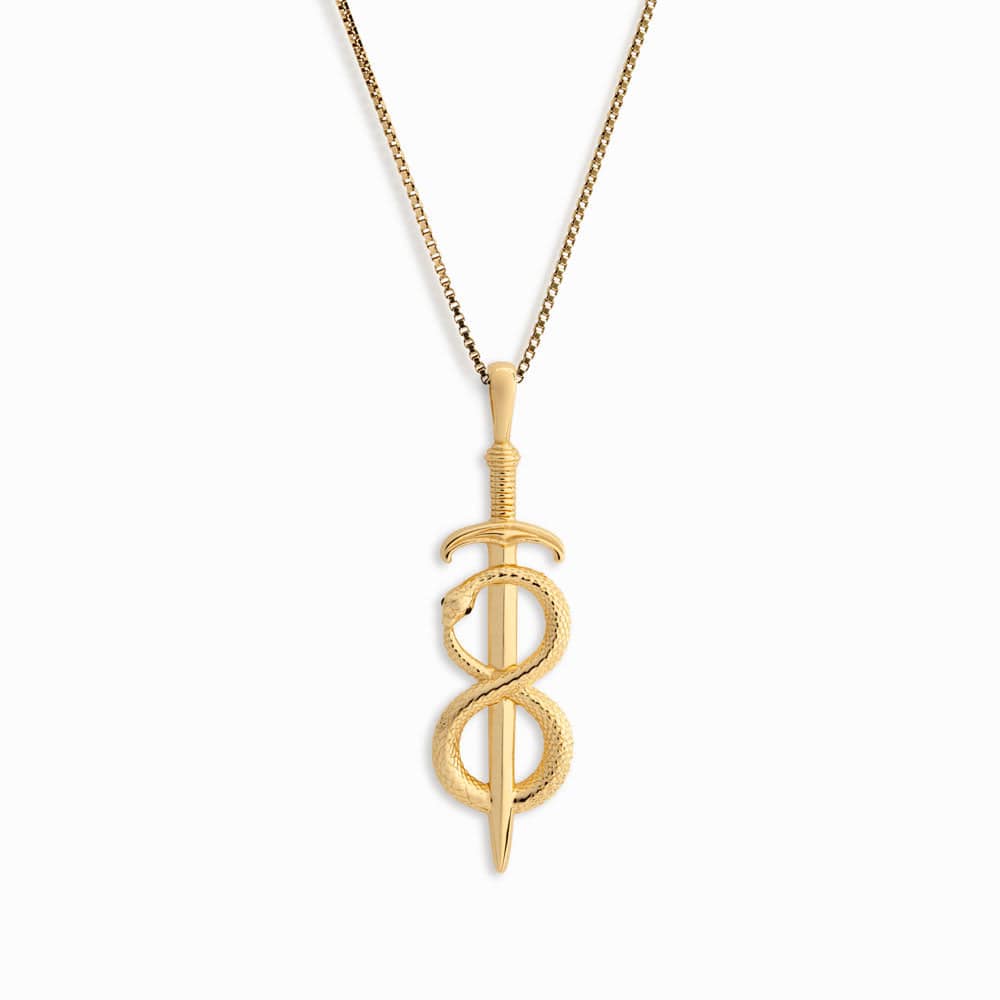 Awe Inspired Necklaces 14K Yellow Gold Vermeil / 16"-18" Sword & Serpent Necklace