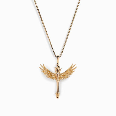 Awe Inspired Necklaces 14K Yellow Gold Vermeil / 16"-18" Winged Torch Necklace