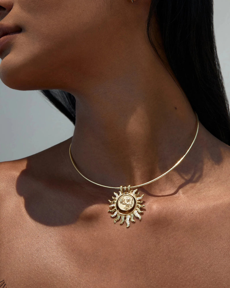 Awe Inspired Necklaces 14K Yellow Gold Vermeil / 16" Athena Sun Collar Necklace