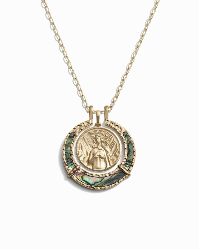 Awe Inspired Necklaces 14K Yellow Gold Vermeil / 20"-22" Mini Paperclip Chain Abalone Goddess Halo Necklace
