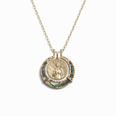 Awe Inspired Necklaces 14K Yellow Gold Vermeil / 20"-22" Mini Paperclip Chain Abalone Goddess Halo Necklace