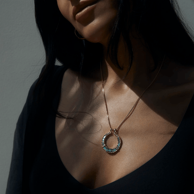 Awe Inspired Necklaces 14K Yellow Gold Vermeil / 20"-22" Mini Paperclip Chain Abalone Goddess Halo Necklace