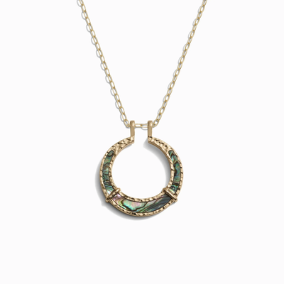 Awe Inspired Necklaces 14K Yellow Gold Vermeil / 20"-22" Mini Paperclip Chain Abalone Goddess Halo Necklace