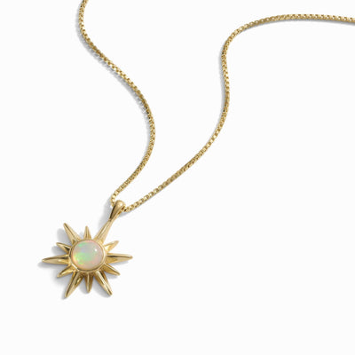 Awe Inspired Necklaces 14K Yellow Gold Vermeil / 20"-22" Opal Sun Necklace