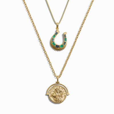 Awe Inspired Necklaces 14K Yellow Gold Vermeil Abundantia and Horseshoe Set