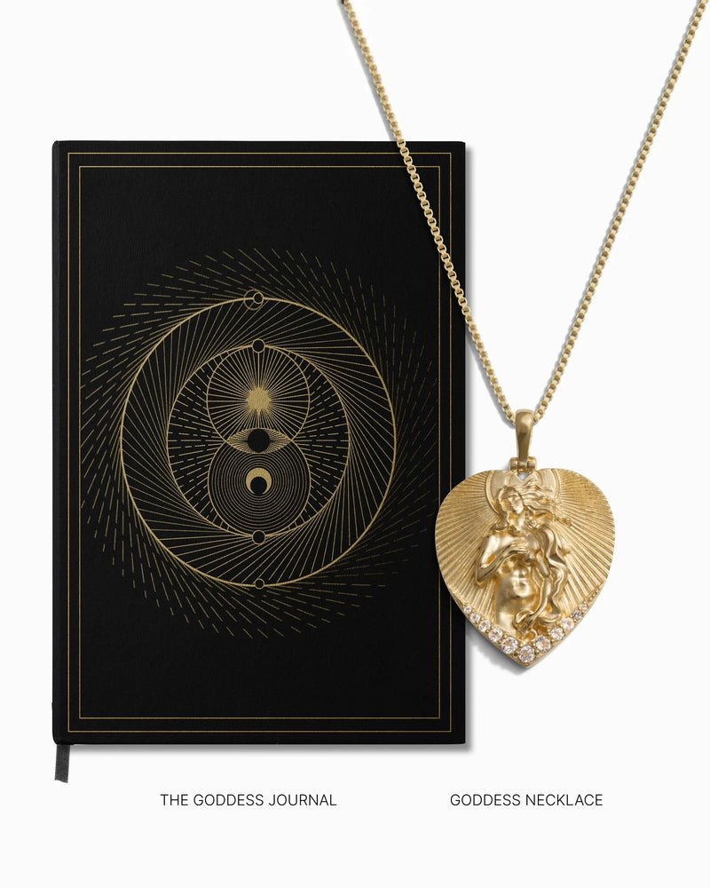 Awe Inspired Necklaces 14K Yellow Gold Vermeil / Aphrodite The Goddess Journal + Necklace Set
