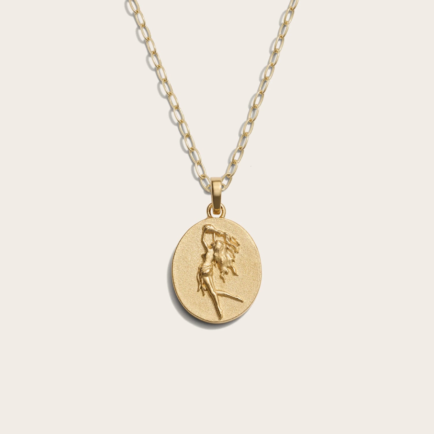 Awe Inspired Necklaces 14K Yellow Gold Vermeil / Aquarius / 16" - 18" Zodiac Goddess Pendant + Mini Paperclip Chain