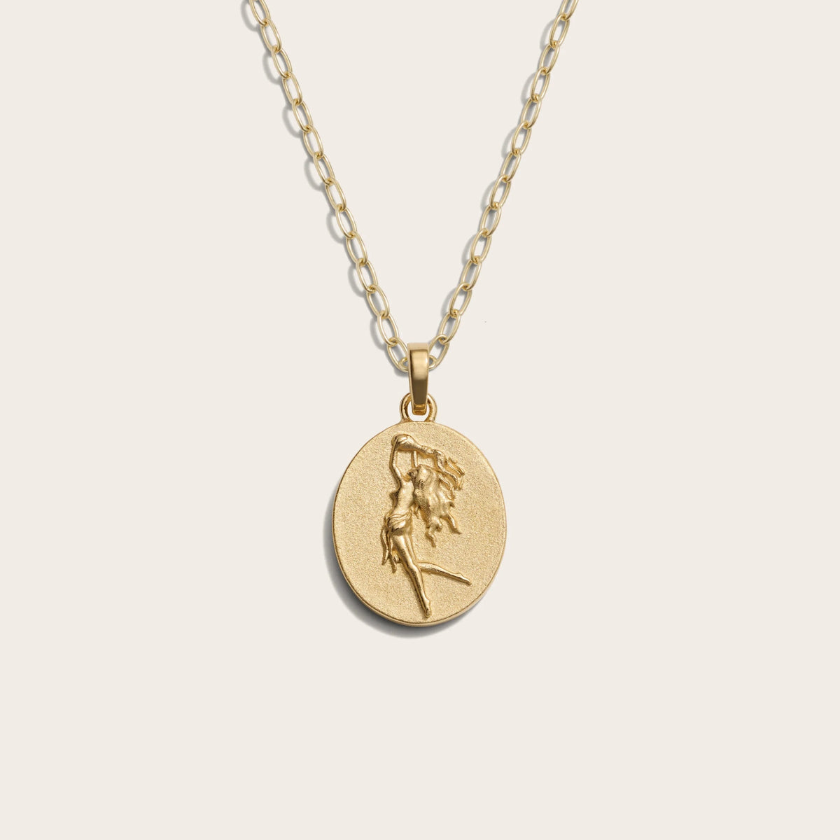Awe Inspired Necklaces 14K Yellow Gold Vermeil / Aquarius / 16" - 18" Zodiac Goddess Pendant + Mini Paperclip Chain