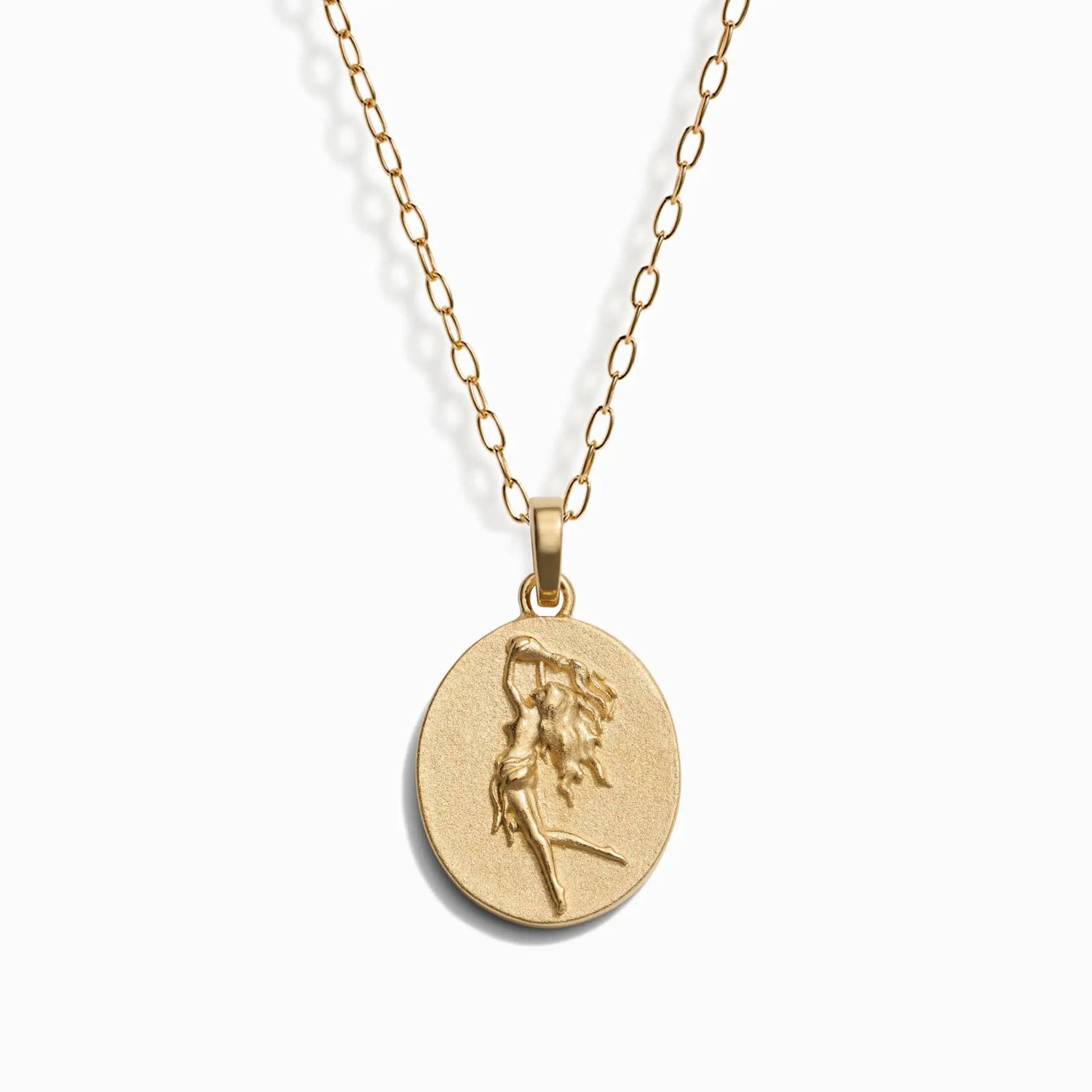 Product image of Awe Inspired Necklaces 14K Yellow Gold Vermeil / Aquarius / 16" - 18" Zodiac Goddess Pendant + Mini Paperclip Chain