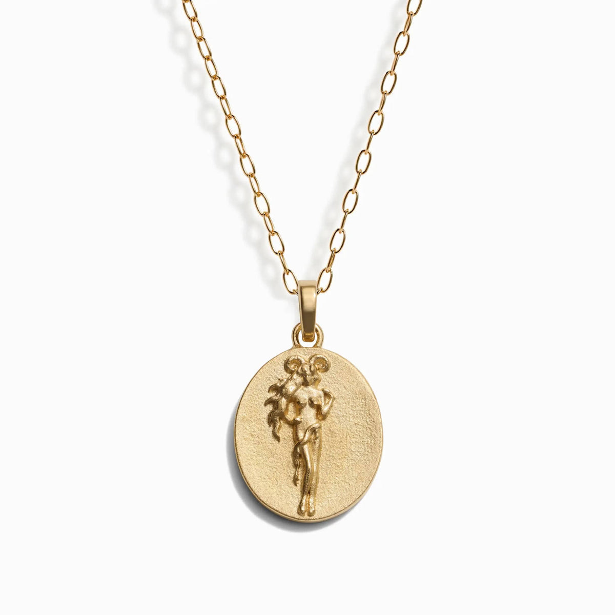Awe Inspired Necklaces 14K Yellow Gold Vermeil / Aries / 16" - 18" Zodiac Goddess Pendant + Mini Paperclip Chain
