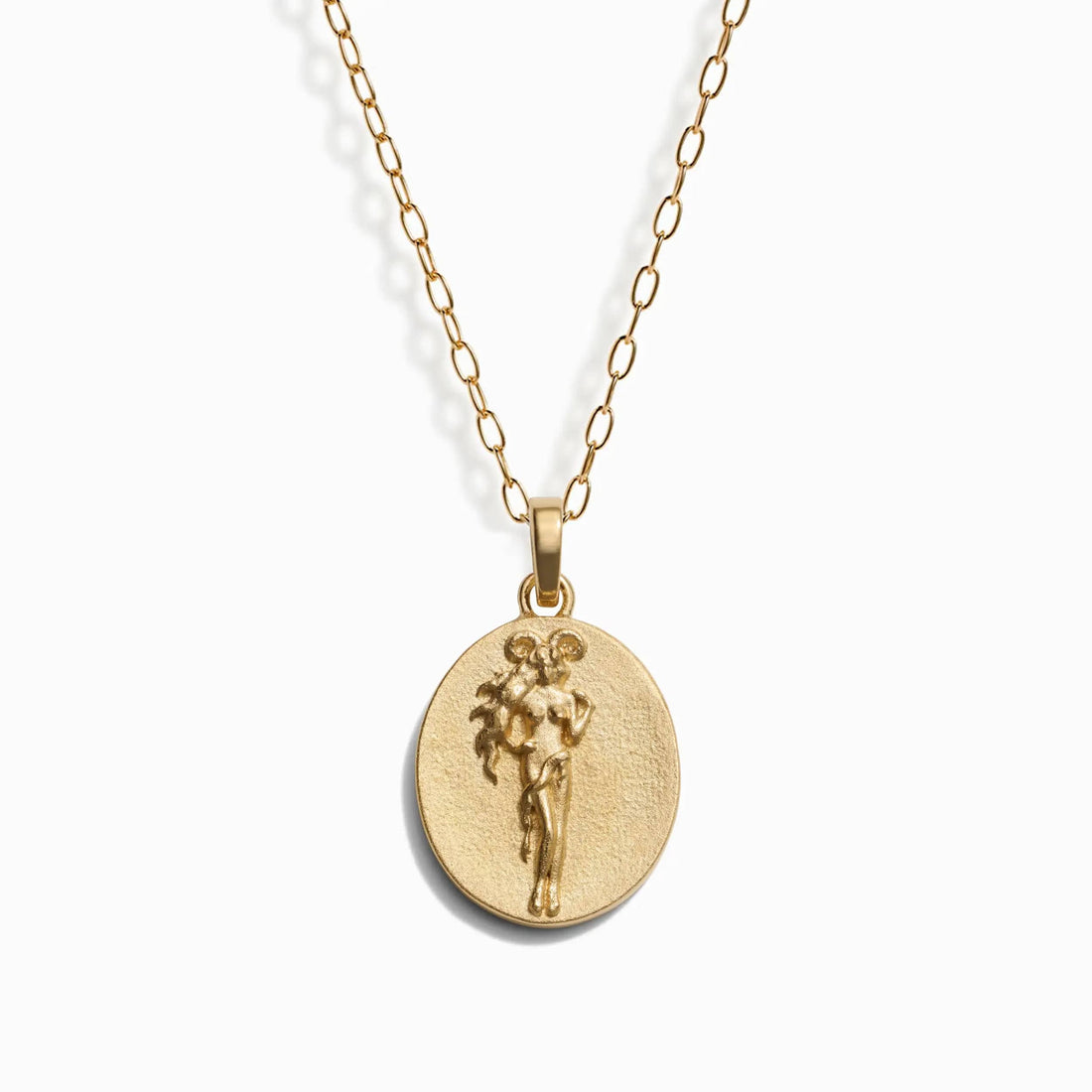 Awe Inspired Necklaces 14K Yellow Gold Vermeil / Aries / 16" - 18" Zodiac Goddess Pendant + Mini Paperclip Chain