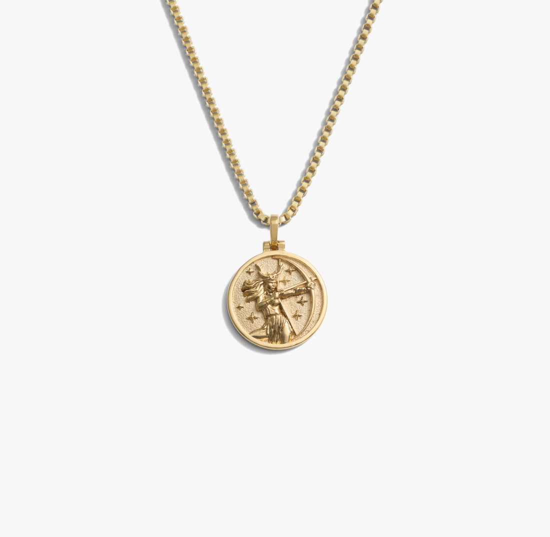 Awe Inspired Necklaces 14K Yellow Gold Vermeil / Artemis / 16-18 Mini Goddess Coin Necklace