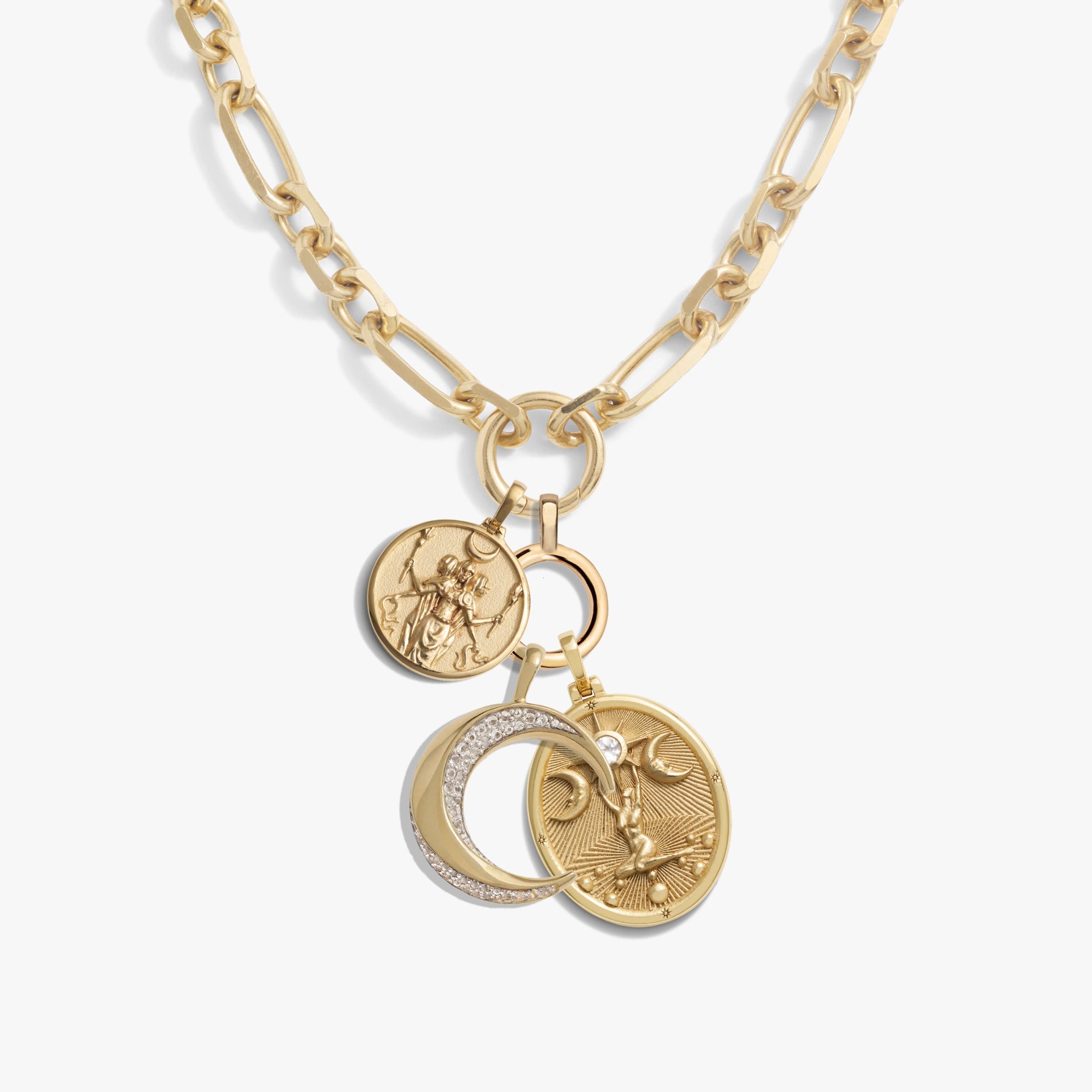 Awe Inspired Necklaces 14K Yellow Gold Vermeil Asteria Statement Single Charm Necklace