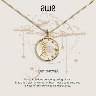 Awe Inspired Necklaces 14K Yellow Gold Vermeil Baby Shower Card Gift Set