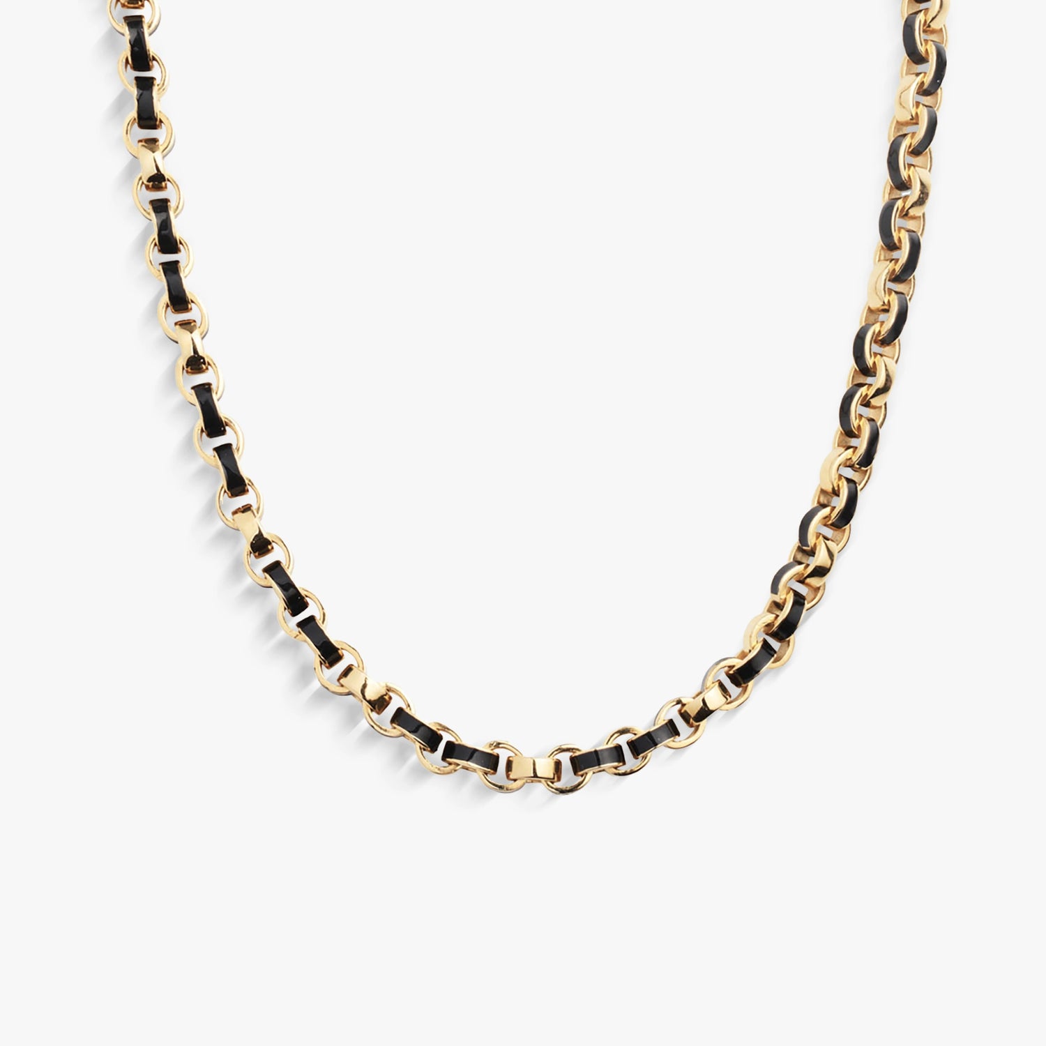 Awe Inspired Necklaces 14K Yellow Gold Vermeil / Black Men's Chunky Enamel Necklace