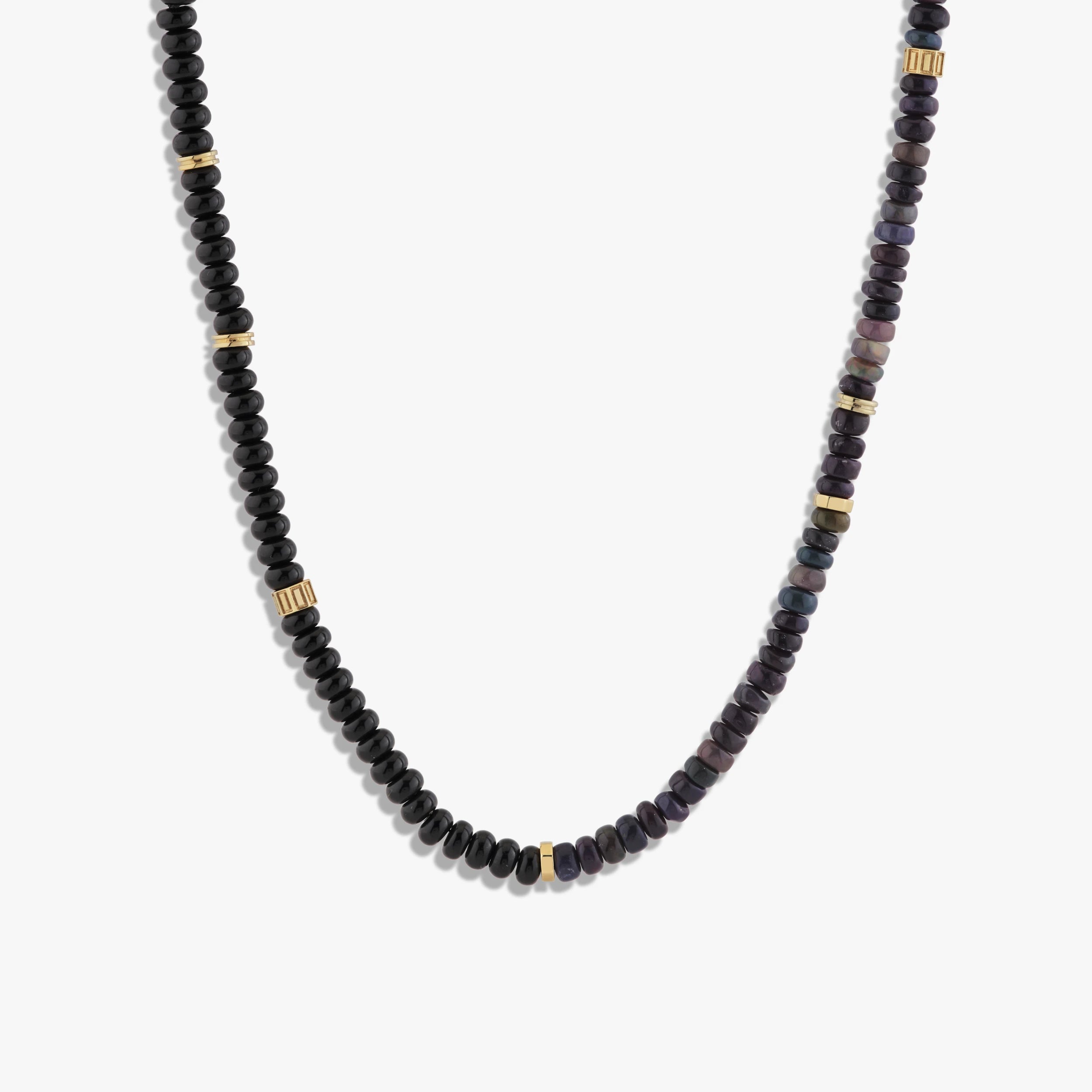 Awe Inspired Necklaces 14K Yellow Gold Vermeil Black Opal Meditation Necklace