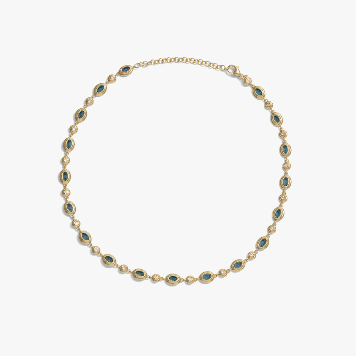Awe Inspired Necklaces 14K Yellow Gold Vermeil / Blue Quartz Gemstone Tennis Necklace