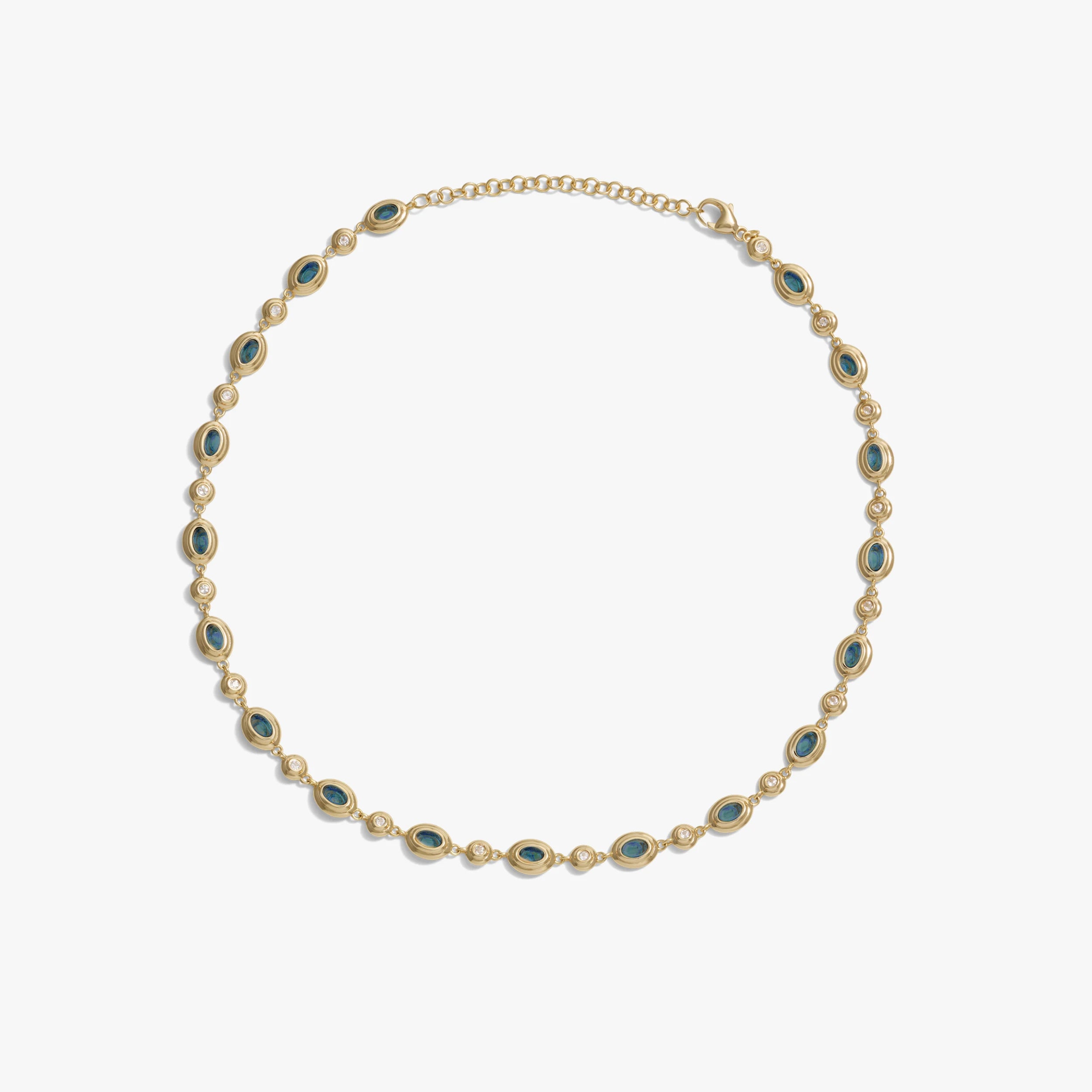 Awe Inspired Necklaces 14K Yellow Gold Vermeil / Blue Quartz Gemstone Tennis Necklace